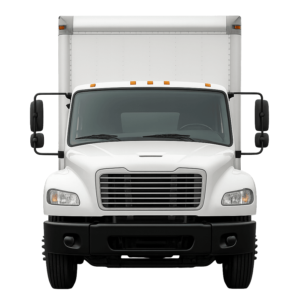 Front view of a white 24ft moving truck used for residential moves in Toronto