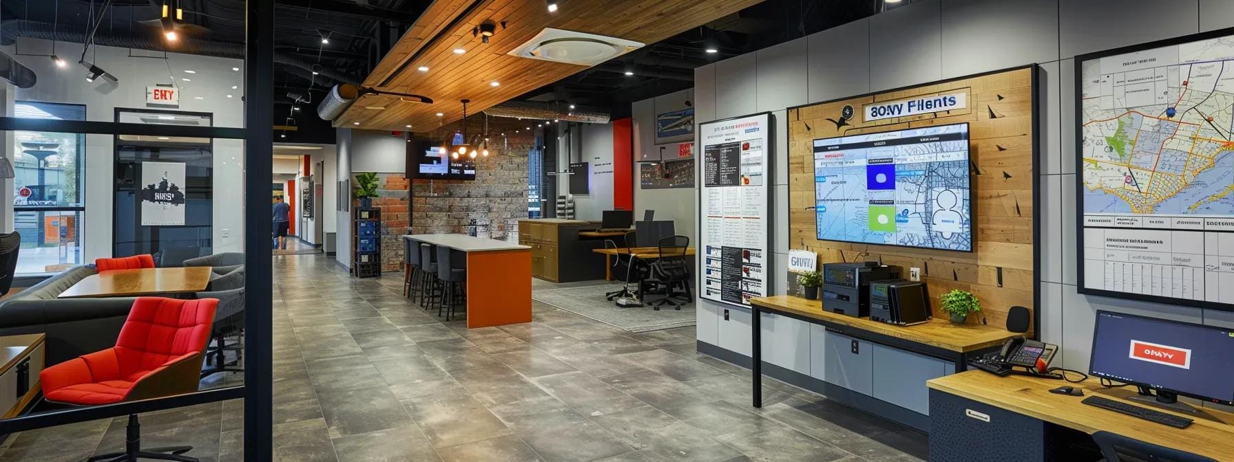 a vibrant, bustling urban moving company office in richmond hill, showcasing local maps and logistics boards, with team members actively discussing routes and strategies for a smooth relocation process, emphasizing the critical role of local knowledge in moving services.