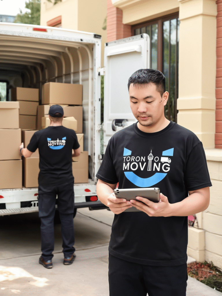 Movers loading cartons into truck during inventory relocation in Toronto GTA